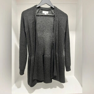 ELLE Black with silver sparkle Open peplum Cardigan sweater Size XS